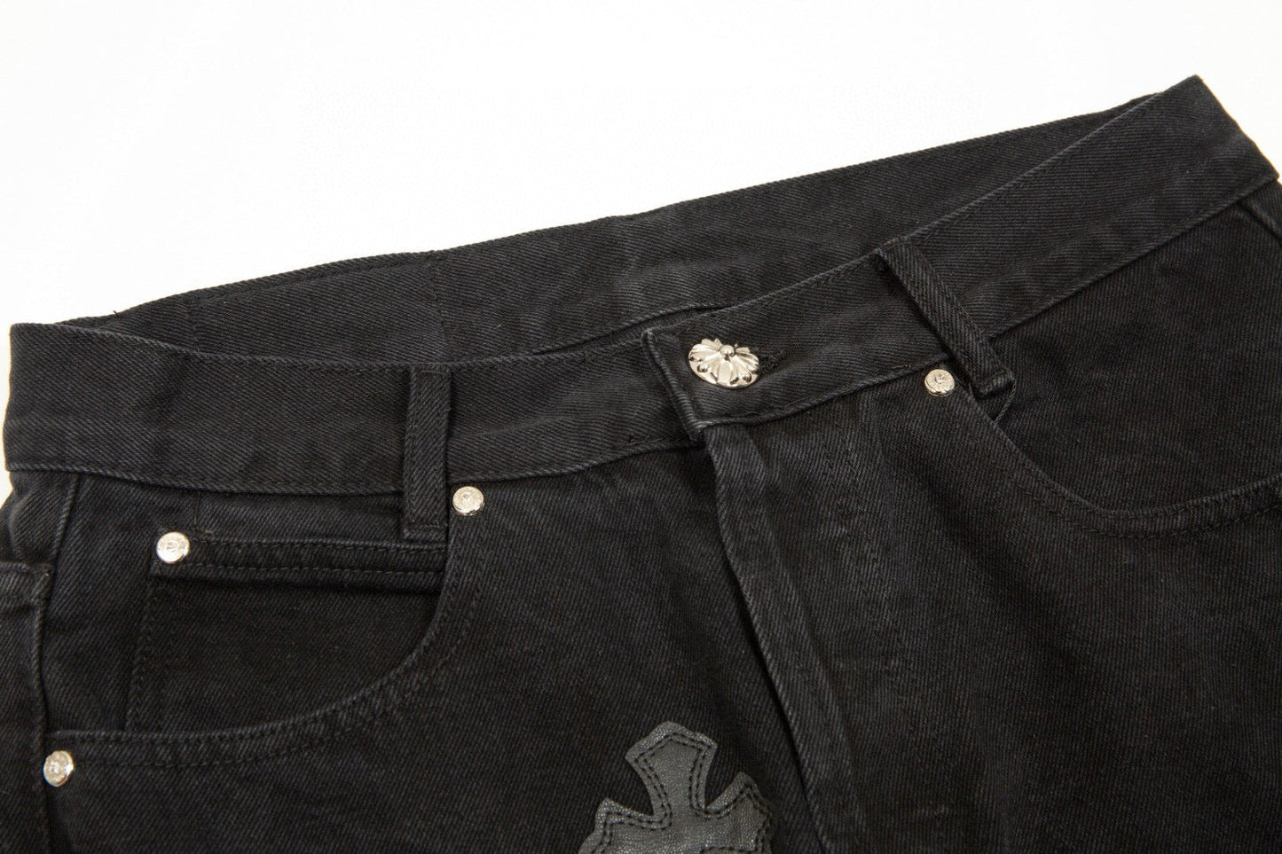 CHROME HEARTS BLACK CROSS PATCH JEANS BLACK - logo - replica sneakers