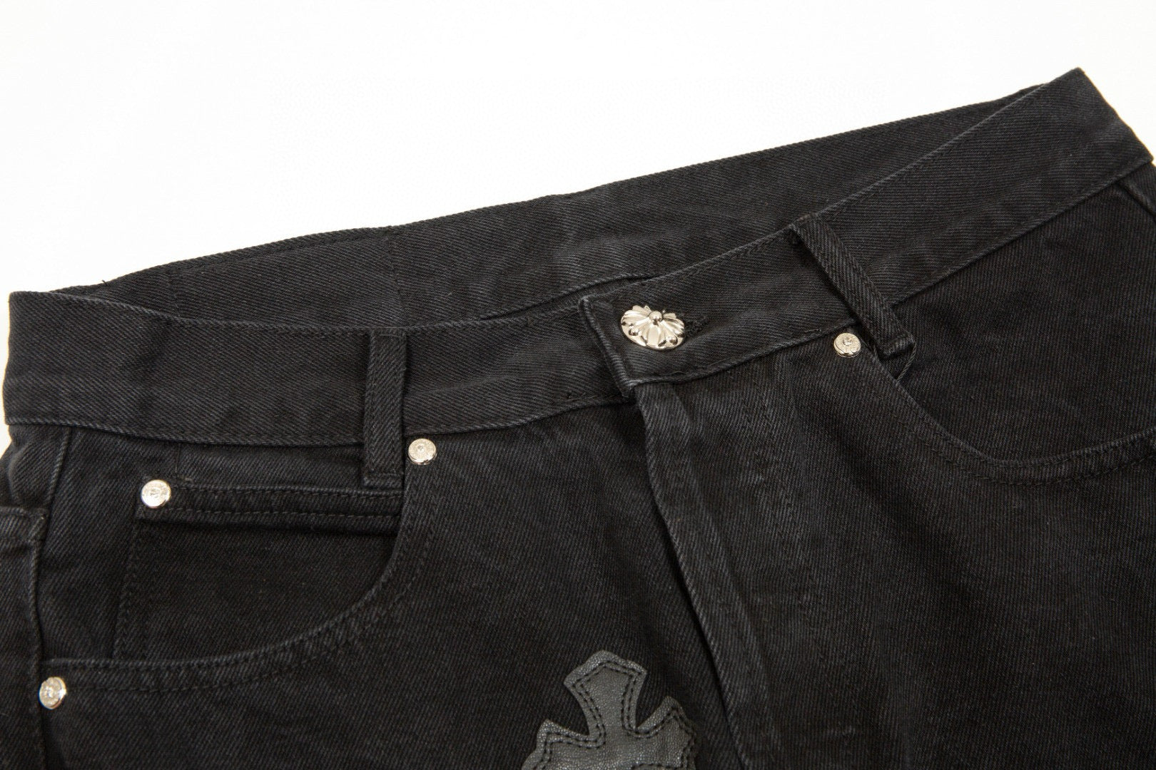 CHROME HEARTS BLACK CROSS PATCH JEANS BLACK - logo - replica sneakers