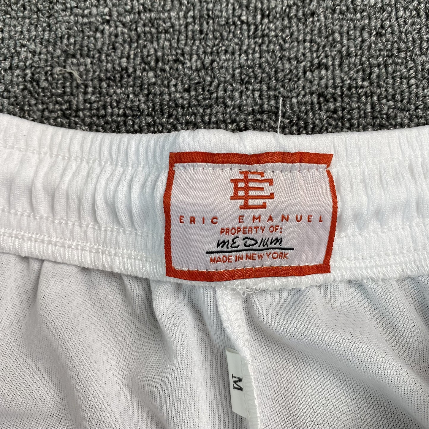 ERIC Emanuel Ee Basic Shorts Cream - - Red - Black Unisex Streetwear Limited Edition - The ERIC EMANUEL EE BASIC SHORTS CREAM/BLACK/RED - REPLICA bring together luxury streetwear aesthetics and