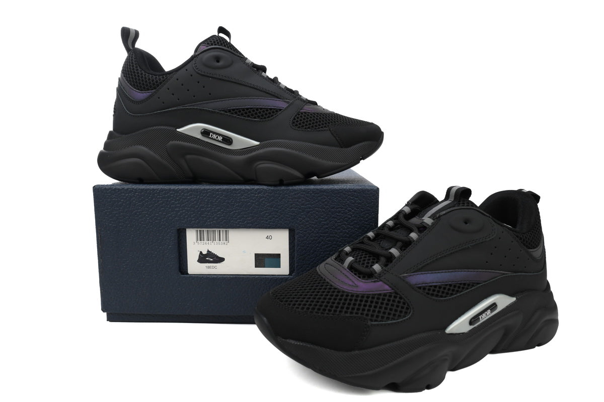 DIOR B22 Reflective Sneakers - Black Unisex Streetwear Limited Edition