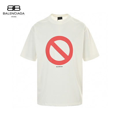 Balenciaga T-shirt - Prohibition Symbol - White Unisex Streetwear Limited Edition - <span>This Balenciaga t-shirt features a striking design with a large red prohibition symbol on the