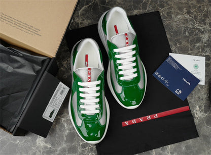 PRADA America's Cup Silver Sneakers - Green Unisex Streetwear Limited Edition