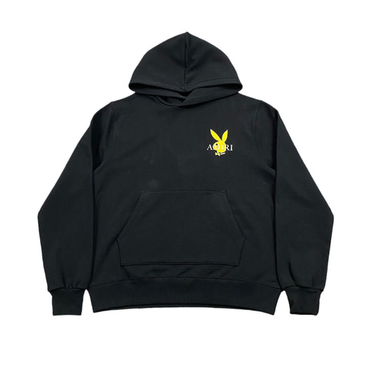 AMIRI Playboy Logo Hoodie Yellow - Black Unisex Streetwear Limited Edition - The AMIRI PLAYBOY LOGO HOODIE BLACK YELLOW - REPLICA delivers high-fashion streetwear with an edgy,