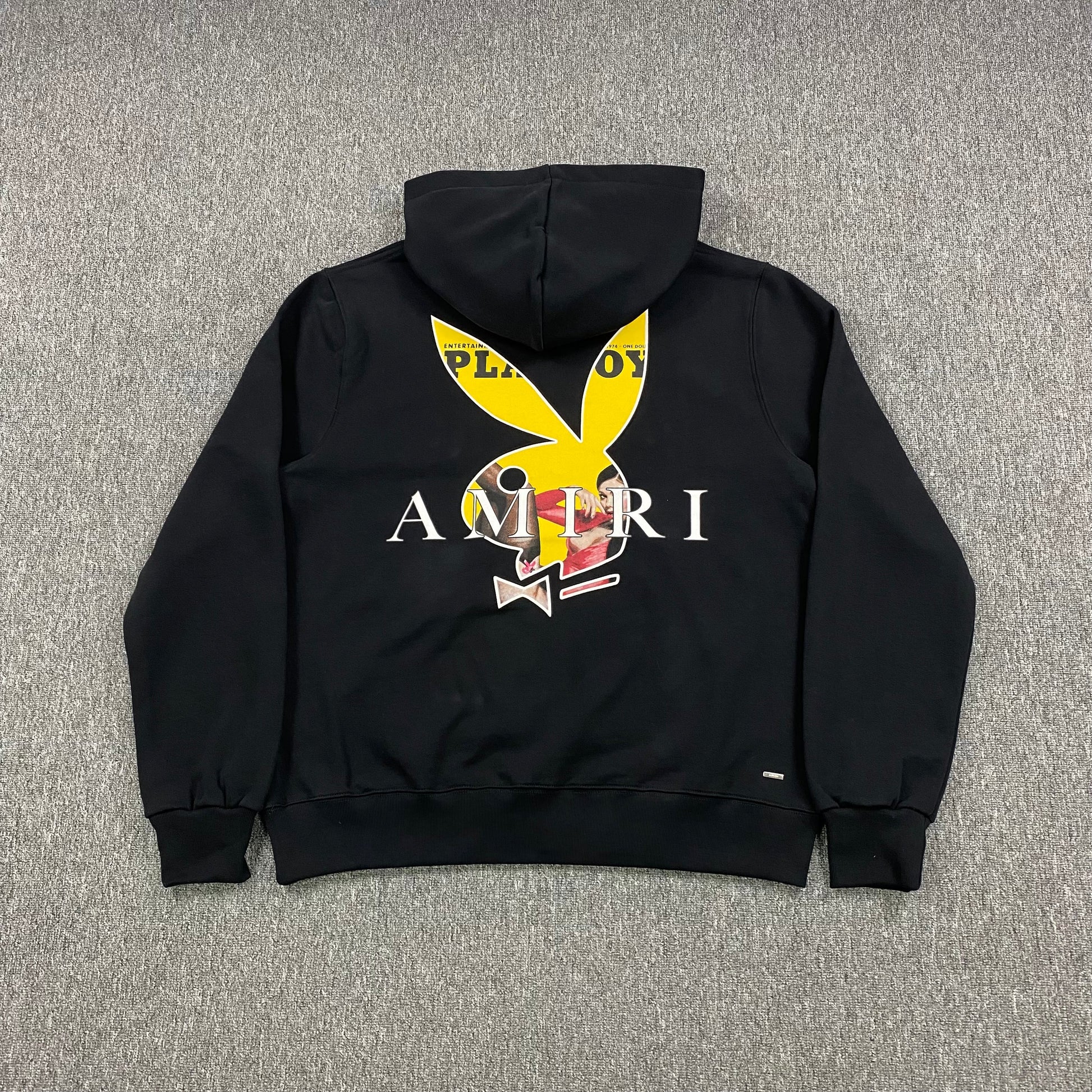 AMIRI Playboy Logo Hoodie Yellow - Black Unisex Streetwear Limited Edition - The AMIRI PLAYBOY LOGO HOODIE BLACK YELLOW - REPLICA delivers high-fashion streetwear with an edgy,