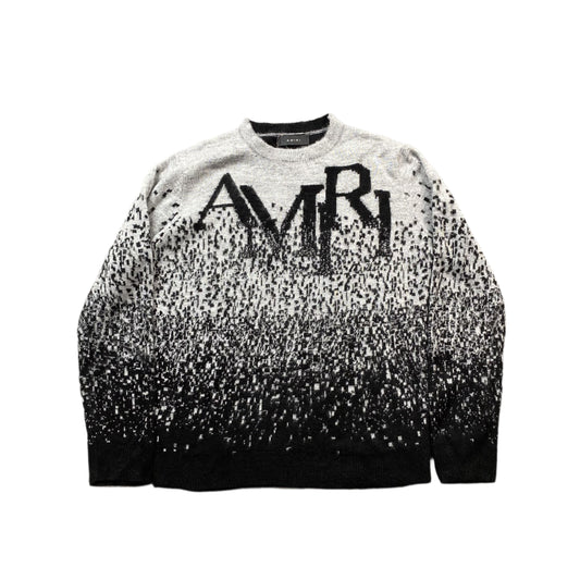 AMIRI Staggered Gradiant Crewneck Grey T-Shirt Unisex Streetwear Limited Edition - The AMIRI STAGGERED GRADIENT CREWNECK GREY - REPLICA combines luxury craftsmanship with bold streetwear aesthetics