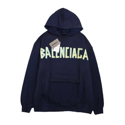 BALENCIAGA Alternative Logo Hoodie - Navy Unisex Streetwear Limited Edition