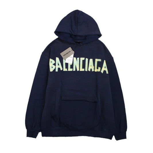 BALENCIAGA Alternative Logo Hoodie - Navy Unisex Streetwear Limited Edition