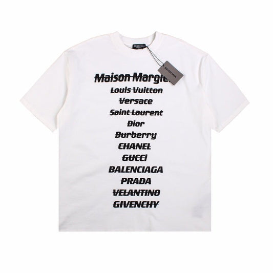 BALENCIAGA Designer Names T-shirt - White Unisex Streetwear Limited Edition - The BALENCIAGA DESIGNER NAMES T-SHIRT WHITE - REPLICA is a modern tribute to luxury fashion