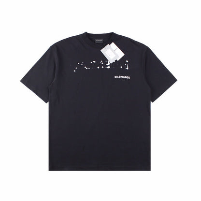 BALENCIAGA Distressed Logo T-shirt - Black Unisex Streetwear Limited Edition - The BALENCIAGA DISTRESSED LOGO T-SHIRT BLACK - REPLICA brings together luxury streetwear and grunge-inspired aesthetics