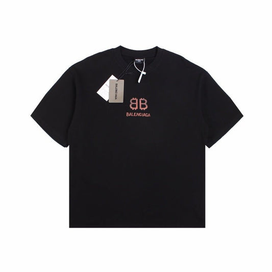 BALENCIAGA Double B Logo T-shirt - Black Unisex Streetwear Limited Edition - The BALENCIAGA DOUBLE B LOGO T-SHIRT BLACK - REPLICA delivers luxury minimalism with a bold
