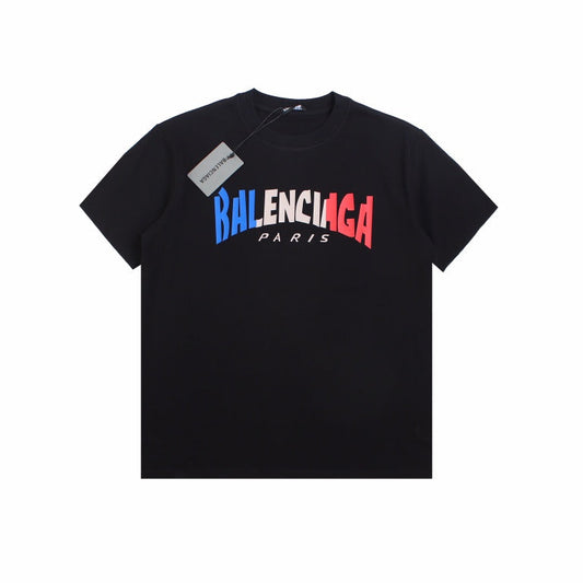 BALENCIAGA France Gradient Logo T-shirt - Red Unisex Streetwear Limited Edition - The BALENCIAGA FRANCE GRADIENT LOGO T-SHIRT - REPLICA merges luxury minimalism with bold branding ,
