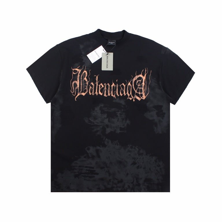 BALENCIAGA Gothic Logo T-shirt - Black Unisex Streetwear Limited Edition - The BALENCIAGA GOTHIC LOGO T-SHIRT BLACK - REPLICA fuses luxury streetwear with bold gothic aesthetics