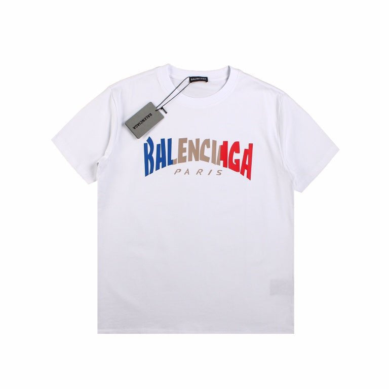 BALENCIAGA Gradient Logo T-shirt - White Unisex Streetwear Limited Edition - The BALENCIAGA GRADIENT LOGO T-SHIRT WHITE - REPLICA combines luxury minimalism with a bold, modern