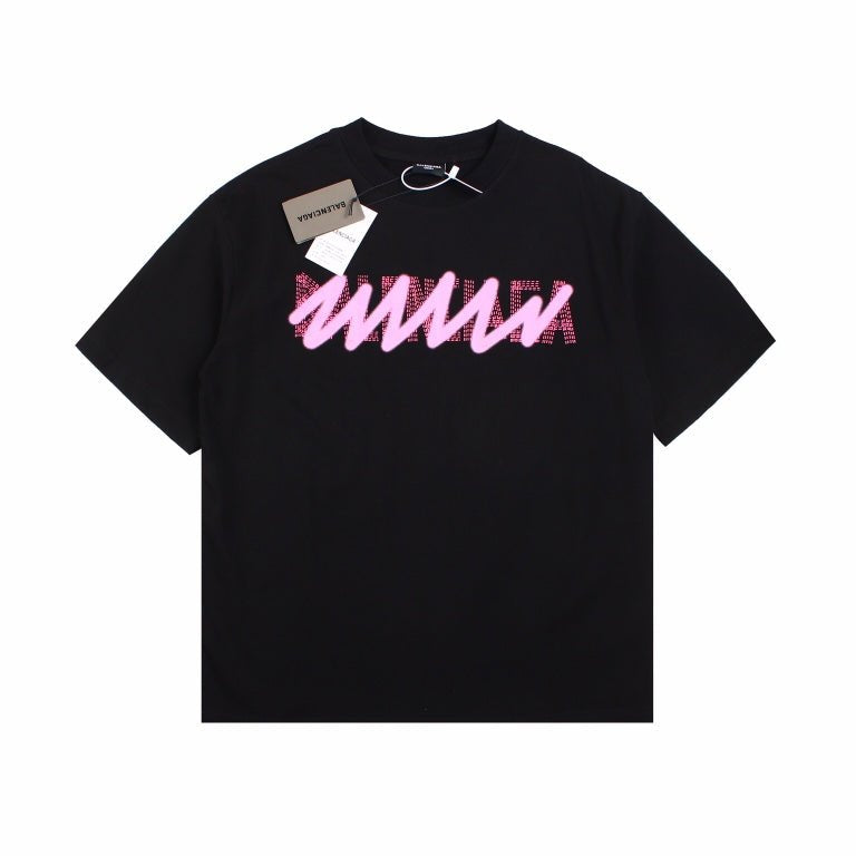 BALENCIAGA Graffiti Logo T-shirt - Black Unisex Streetwear Limited Edition - The BALENCIAGA GRAFFITI LOGO T-SHIRT BLACK - REPLICA fuses luxury fashion with an urban street-art