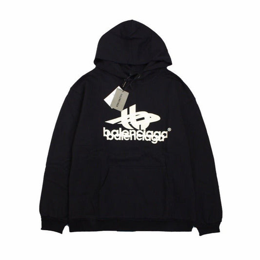 BALENCIAGA Graphic Logo Hoodie - Black Unisex Streetwear Limited Edition