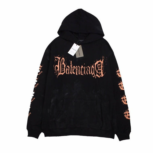 BALENCIAGA Logo Hoodie - Black Unisex Streetwear Limited Edition
