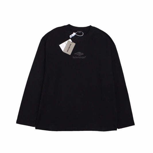 BALENCIAGA Logo Long Sleeve Shirt - Black Unisex Streetwear Limited Edition