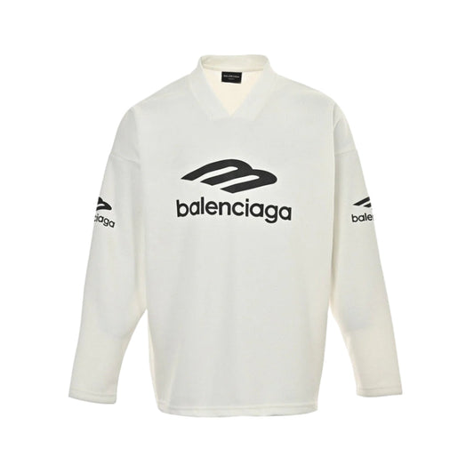 BALENCIAGA Long Sleeve Logo Shirt - White Unisex Streetwear Limited Edition