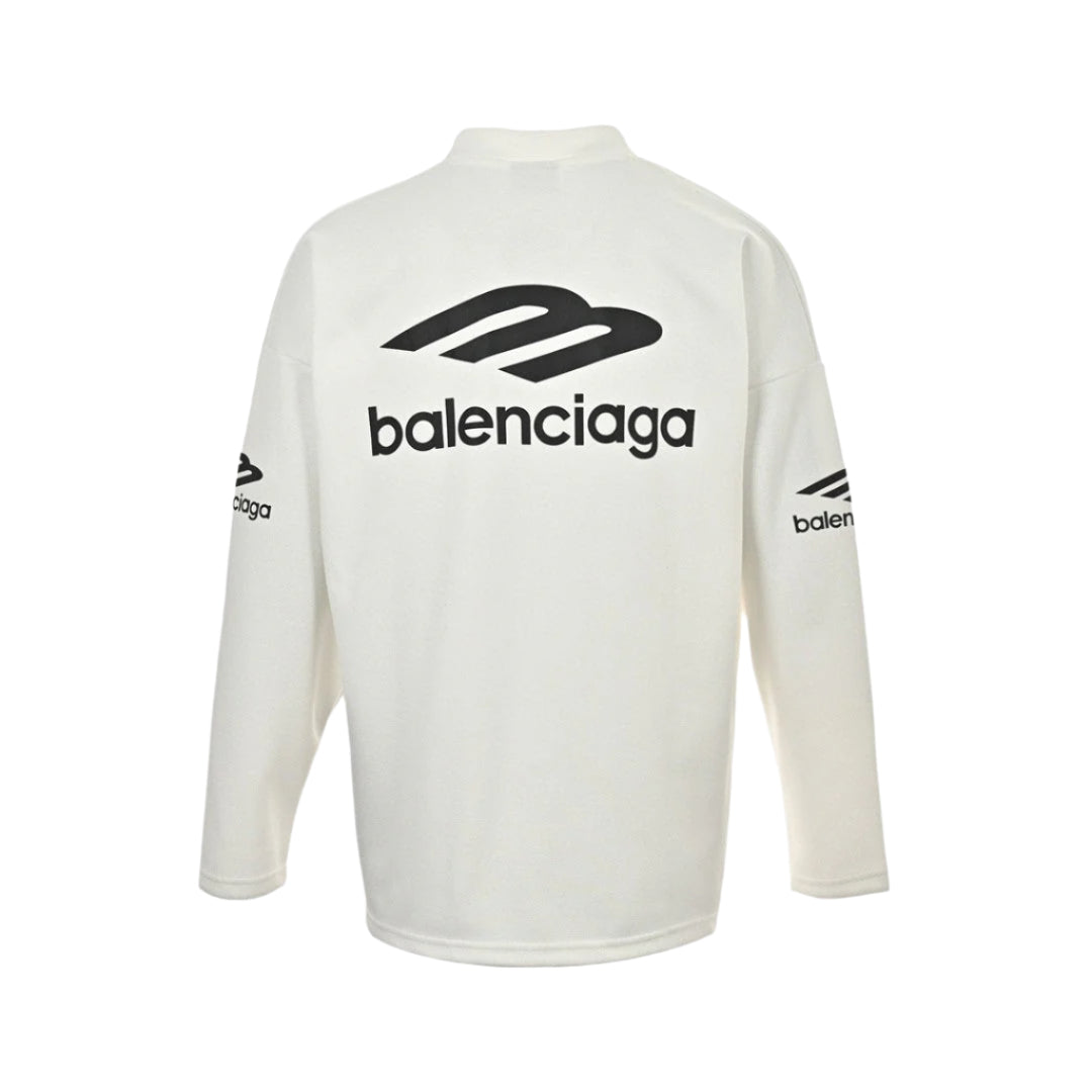 BALENCIAGA Long Sleeve Logo Shirt - White Unisex Streetwear Limited Edition