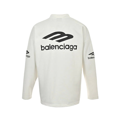 BALENCIAGA Long Sleeve Logo Shirt - White Unisex Streetwear Limited Edition