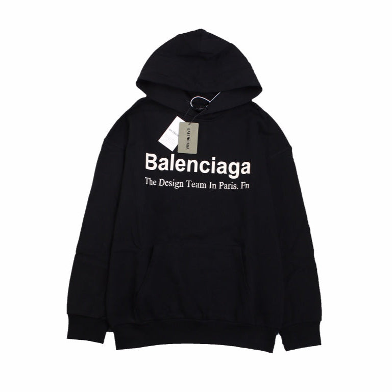 BALENCIAGA Paris Team Hoodie - Black Unisex Streetwear Limited Edition