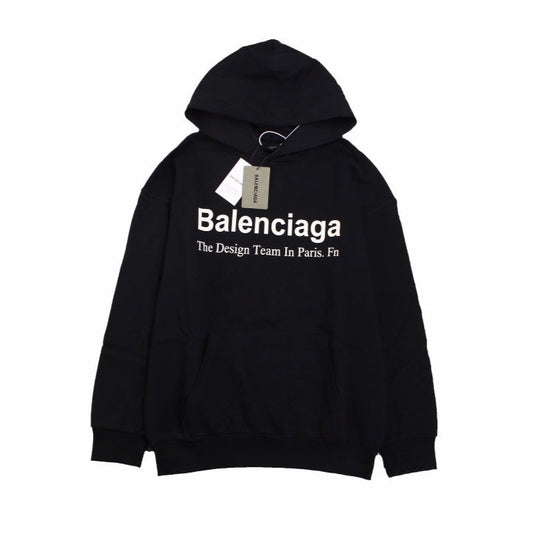 BALENCIAGA Paris Team Hoodie - Black Unisex Streetwear Limited Edition