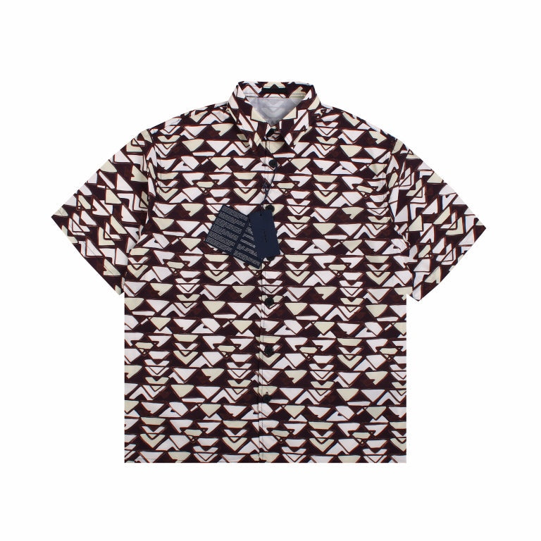 BALENCIAGA Patterned Short Sleeve Shirt - Red Unisex Streetwear Limited Edition - The BALENCIAGA PATTERNED SHORT SLEEVE SHIRT - REPLICA is a bold fusion of luxury fashion