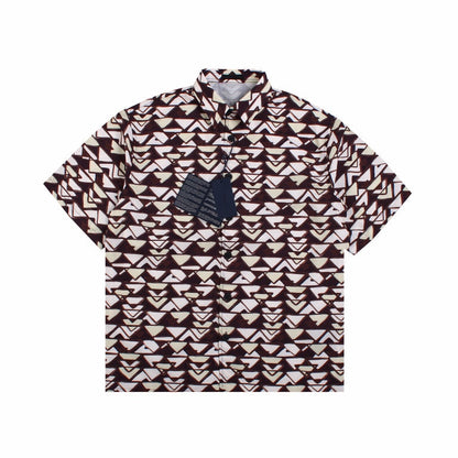 BALENCIAGA Patterned Short Sleeve Shirt - Red Unisex Streetwear Limited Edition - The BALENCIAGA PATTERNED SHORT SLEEVE SHIRT - REPLICA is a bold fusion of luxury fashion