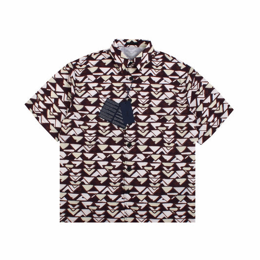 BALENCIAGA Patterned Short Sleeve Shirt - Red Unisex Streetwear Limited Edition - The BALENCIAGA PATTERNED SHORT SLEEVE SHIRT - REPLICA is a bold fusion of luxury fashion