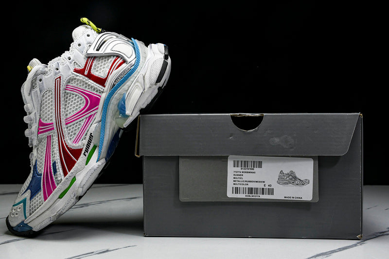 BALENCIAGA Runner - Multicolor - White Unisex Streetwear Limited Edition - The BALENCIAGA RUNNER x WHITE MULTICOLOR - REPLICA is a bold fusion of high-fashion aesthetics