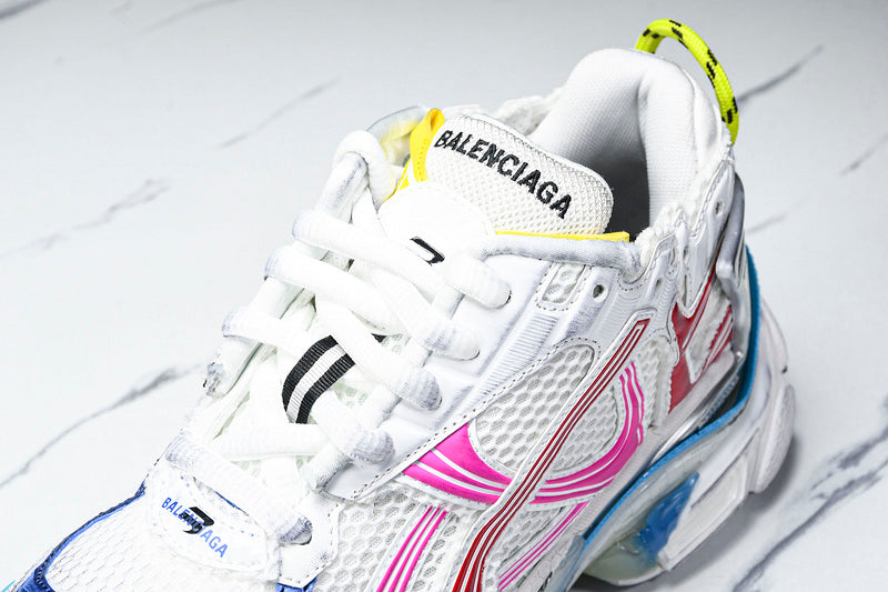 BALENCIAGA Runner - Multicolor - White Unisex Streetwear Limited Edition - The BALENCIAGA RUNNER x WHITE MULTICOLOR - REPLICA is a bold fusion of high-fashion aesthetics