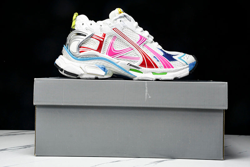 BALENCIAGA Runner - Multicolor - White Unisex Streetwear Limited Edition - The BALENCIAGA RUNNER x WHITE MULTICOLOR - REPLICA is a bold fusion of high-fashion aesthetics