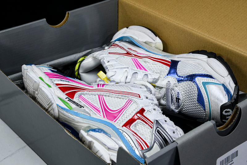 BALENCIAGA Runner - Multicolor - White Unisex Streetwear Limited Edition - The BALENCIAGA RUNNER x WHITE MULTICOLOR - REPLICA is a bold fusion of high-fashion aesthetics