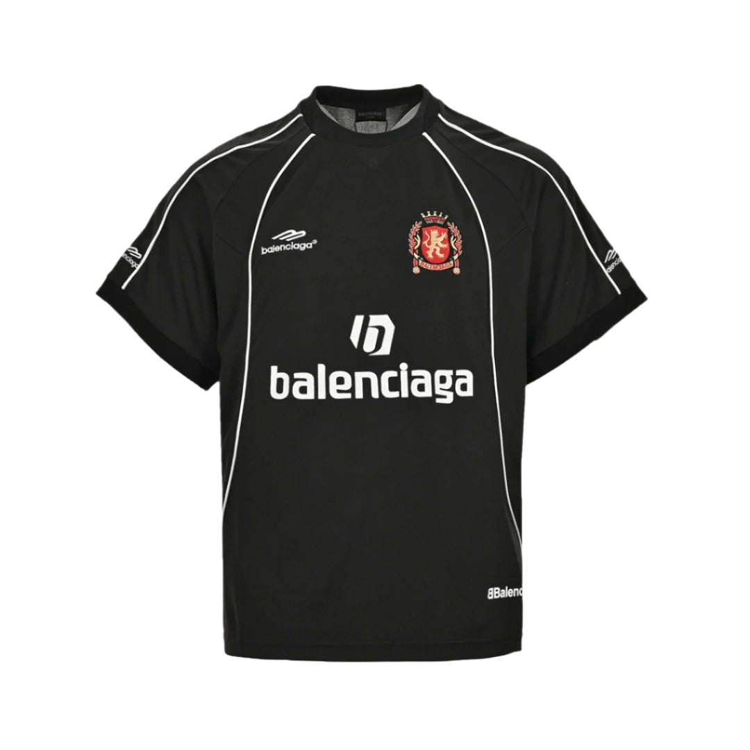 BALENCIAGA Soccer Logo T-shirt - Black Unisex Streetwear Limited Edition - The BALENCIAGA SOCCER LOGO T-SHIRT BLACK - REPLICA blends high-fashion aesthetics with sporty streetwear appeal