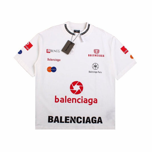 BALENCIAGA Sponsor Logo T-shirt - White Unisex Streetwear Limited Edition - The BALENCIAGA SPONSOR LOGO T-SHIRT WHITE - REPLICA blends luxury streetwear with a bold, statement-making