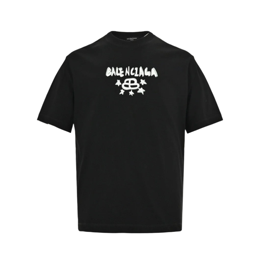 BALENCIAGA Star Graphic T-shirt - Black Unisex Streetwear Limited Edition - The BALENCIAGA STAR GRAPHIC T-SHIRT BLACK - REPLICA combines luxury streetwear aesthetics with bold graphic