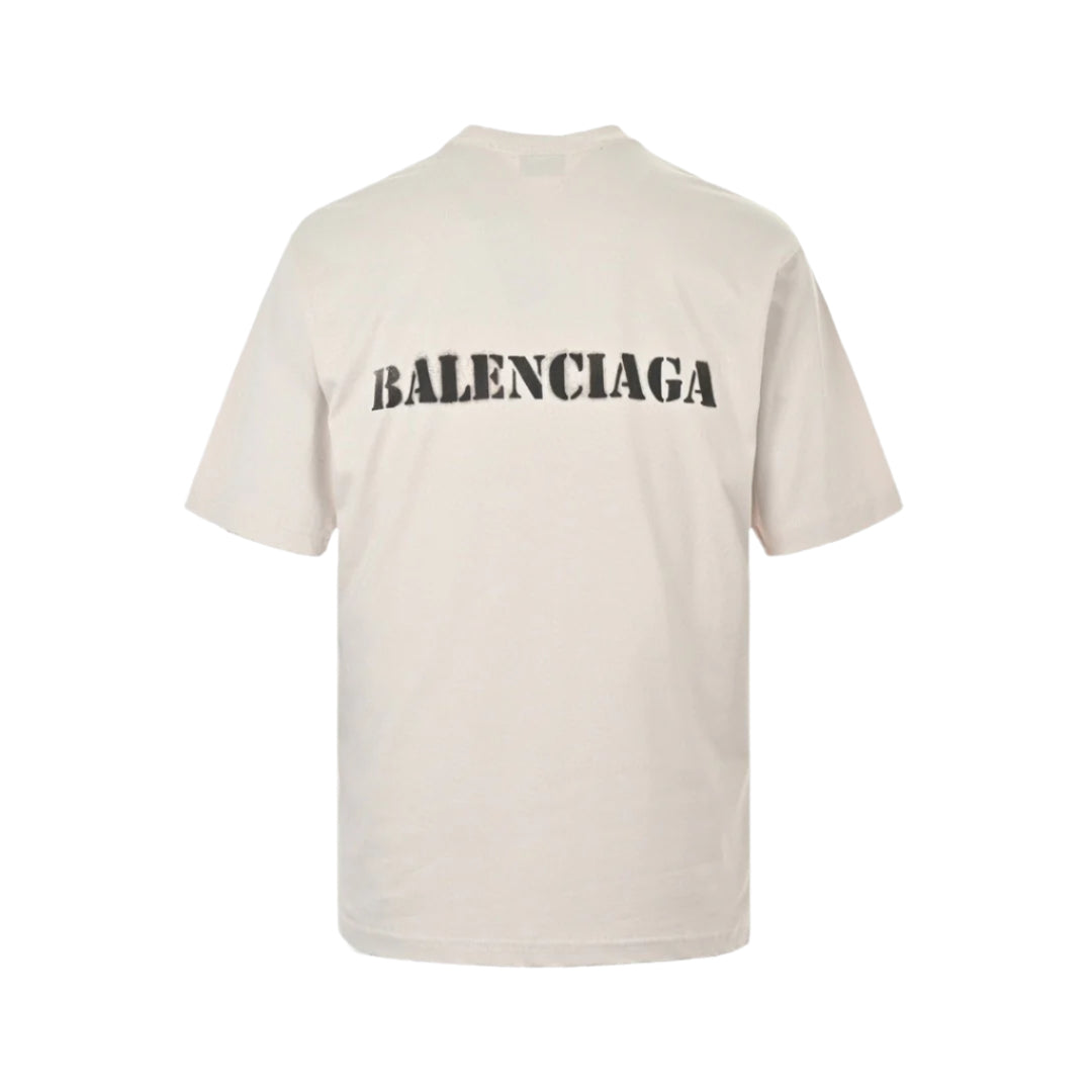 BALENCIAGA Stencil Logo T-shirt - Beige Unisex Streetwear Limited Edition