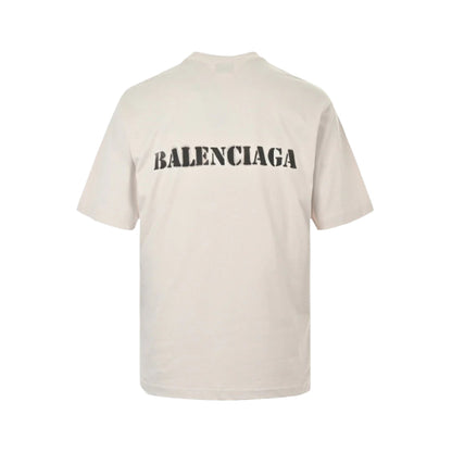 BALENCIAGA Stencil Logo T-shirt - Beige Unisex Streetwear Limited Edition