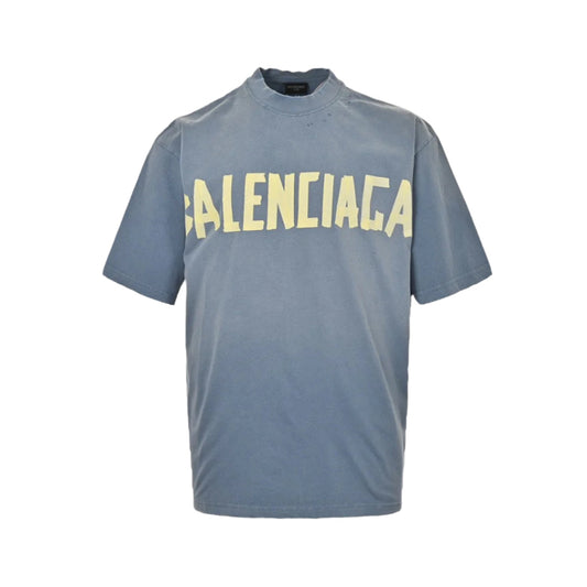 BALENCIAGA Vintage Logo T-shirt - Blue Unisex Streetwear Limited Edition