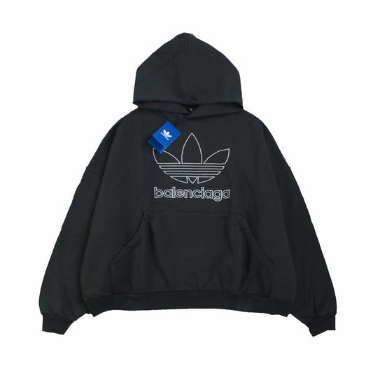BALENCIAGA - Adidas Hoodie - Black Unisex Streetwear Limited Edition