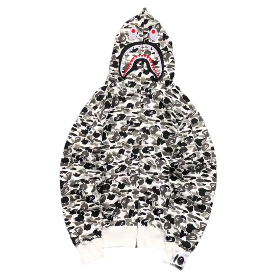 BAPE Abc Camo Shark Full Zip Hoodie - Grey Unisex Streetwear Limited Edition
