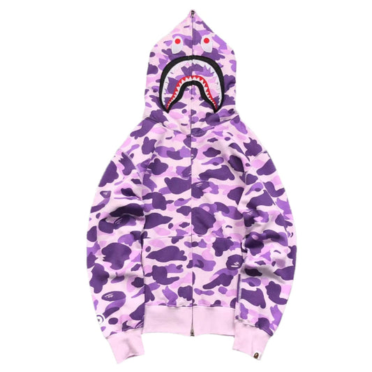 BAPE Color Camo Full Zip Hoodie - Purple Unisex Streetwear Limited Edition