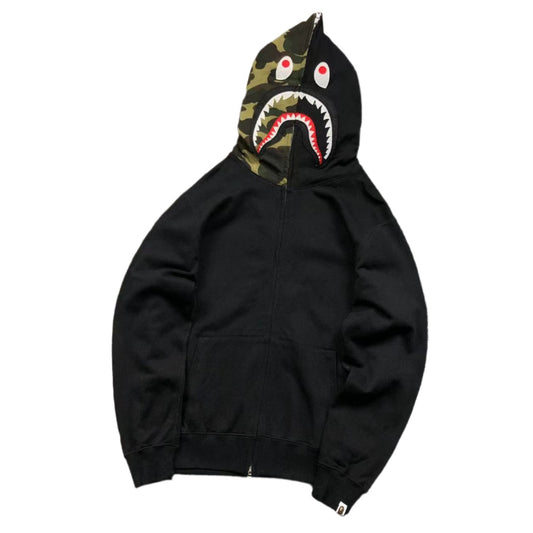 BAPE Shark Full Zip Hoodie - Black Unisex Streetwear Limited Edition