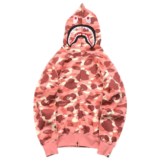 BAPE - Barbie Dot Camo Shark Full Zip Hoodie - Pink Unisex Streetwear Limited Edition