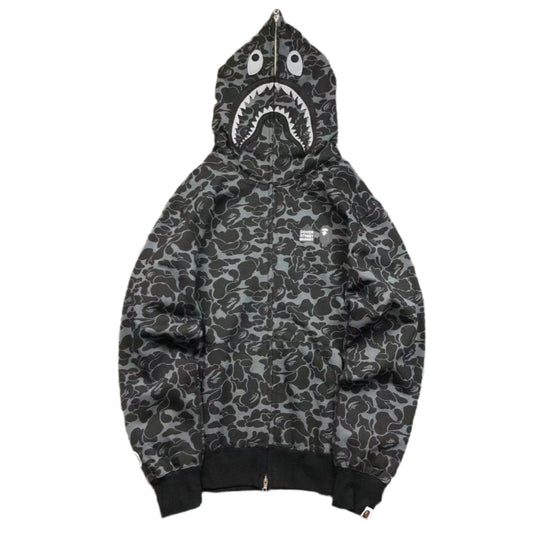 BAPE - Dover Street Market Special Camo Shark Full Zip Hoodie - Black Unisex Streetwear Limited Edition