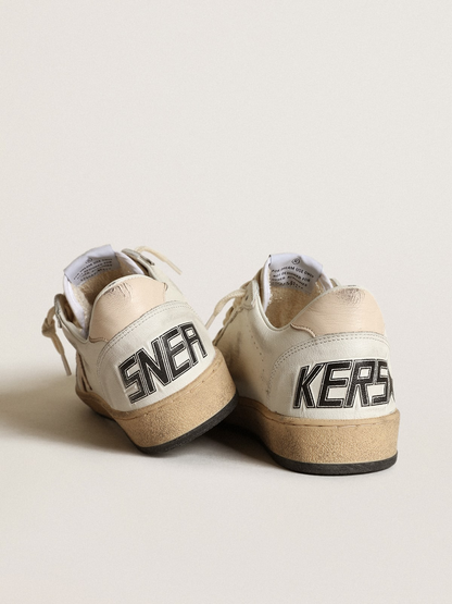 Ball Star Ltd In Nappa Bianca Con Stella In Nappa Color Salmone Sneakers - White Unisex Streetwear Limited Edition