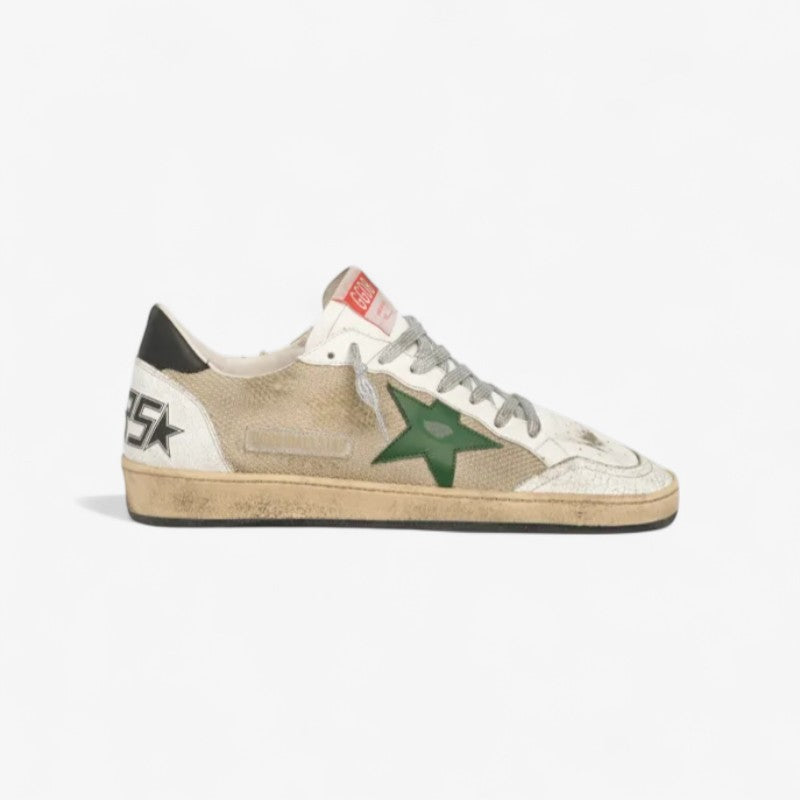 Ball Star Sneakers In Leather And Mesh With Heel Tab - Black Unisex Streetwear Limited Edition