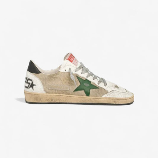 Ball Star Sneakers In Leather And Mesh With Heel Tab - Black Unisex Streetwear Limited Edition