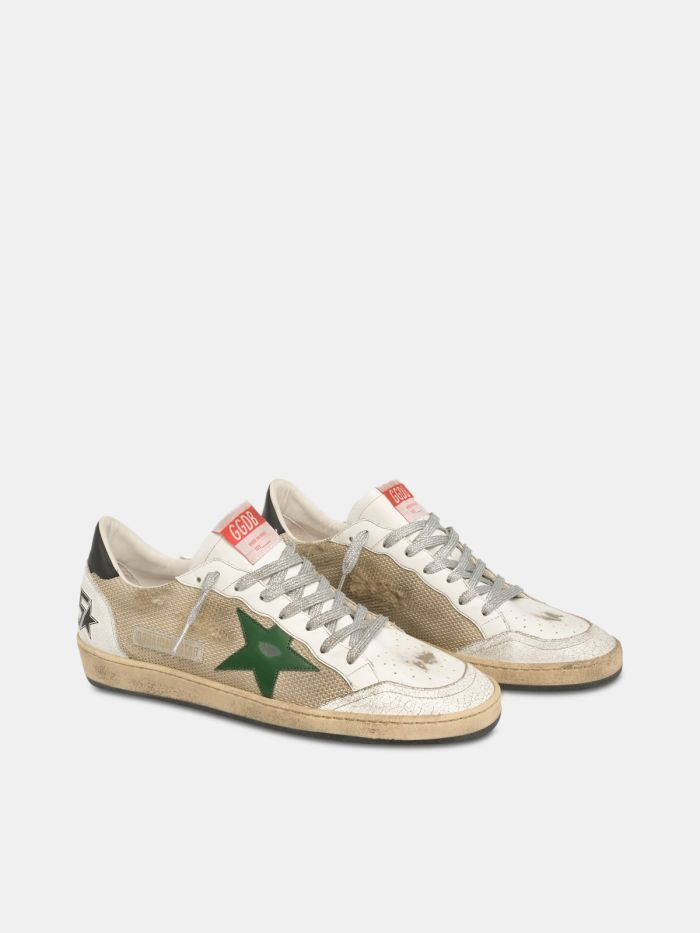 Ball Star Sneakers In Leather And Mesh With Heel Tab - Black Unisex Streetwear Limited Edition