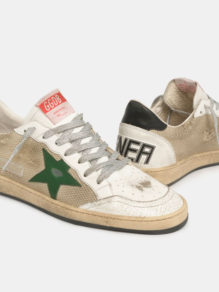Ball Star Sneakers In Leather And Mesh With Heel Tab - Black Unisex Streetwear Limited Edition